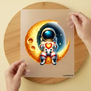 Bügelbild/Sticker - Astronaut - Mond - Sitzend