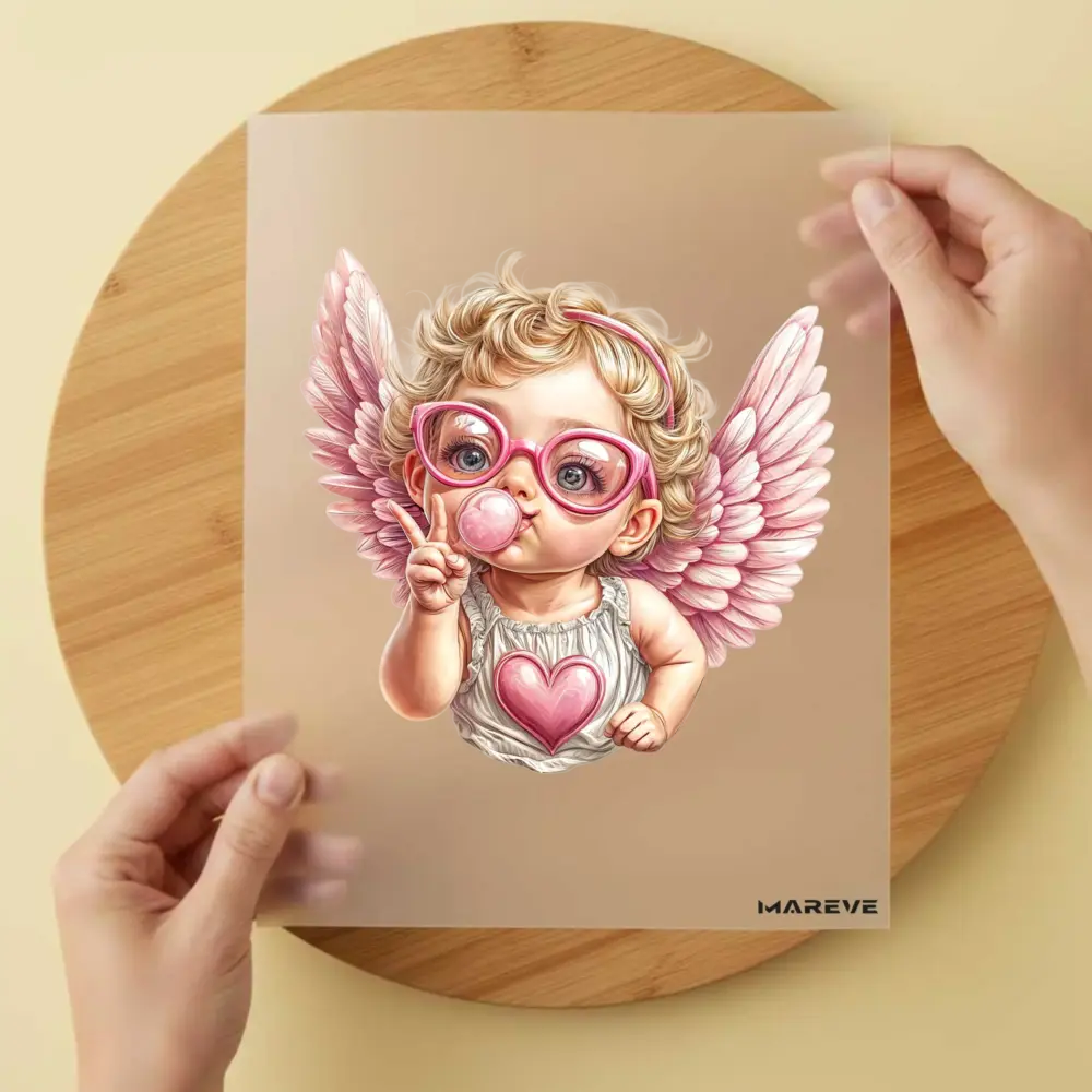 Bügelbild/Sticker - Baby - Engel - Rosa