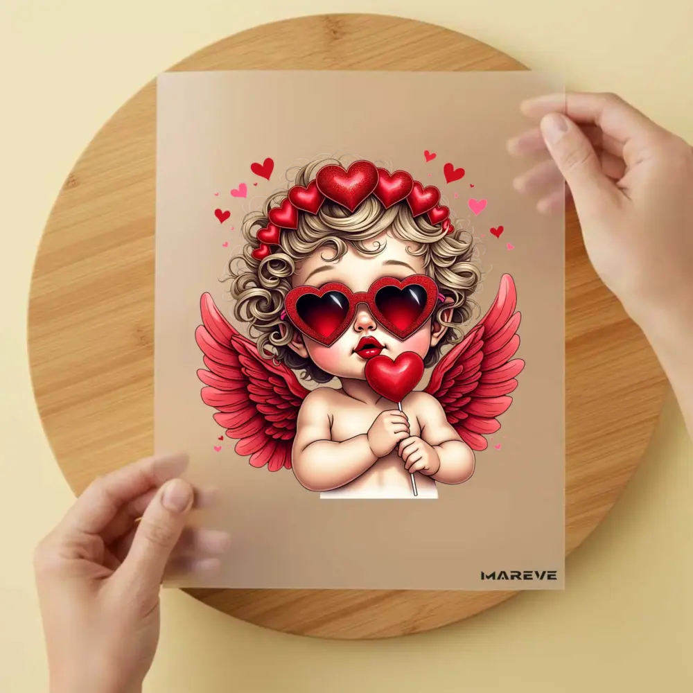 Bügelbild/Sticker - Baby - Engel - Rot