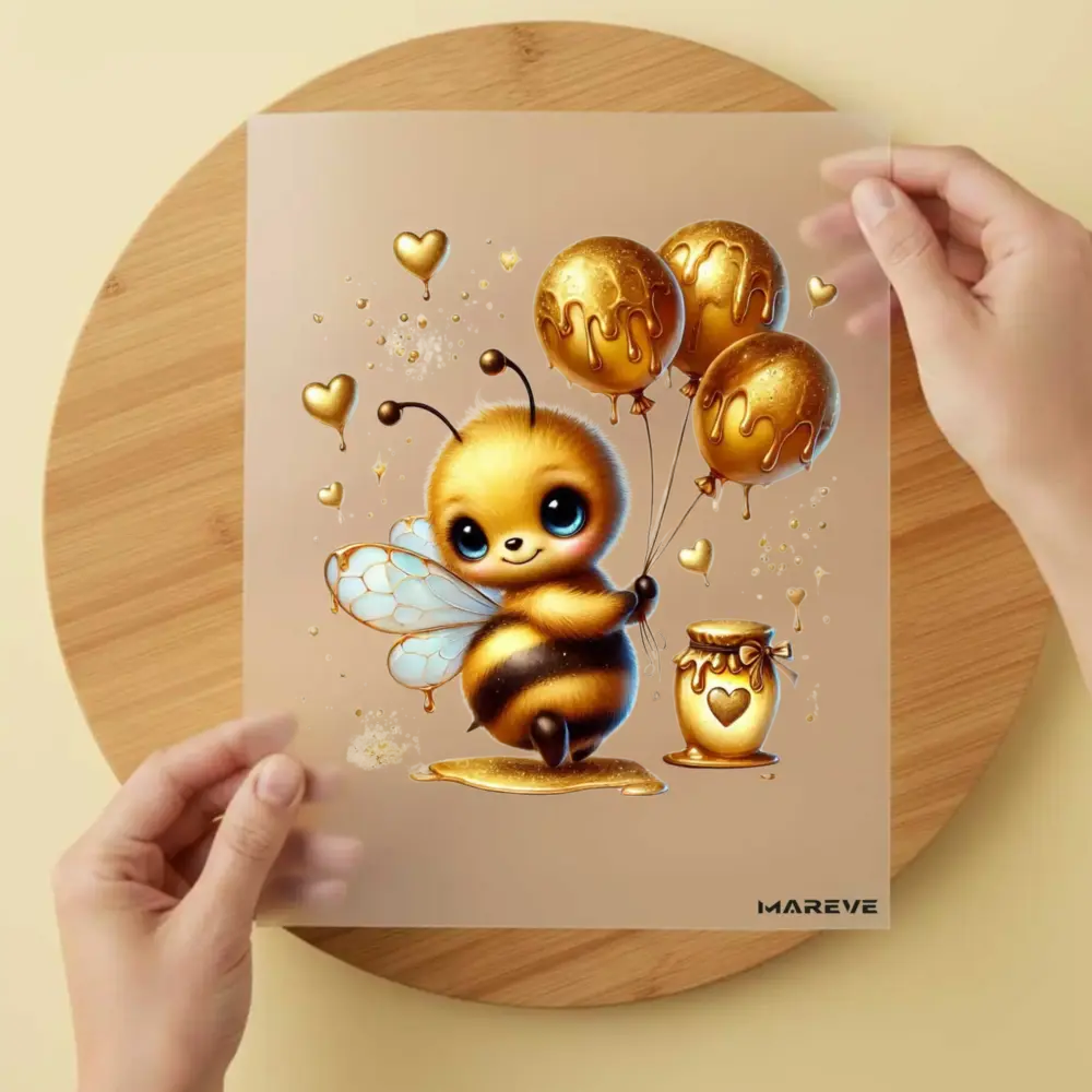 Bügelbild/Sticker - Biene - goldene Ballons