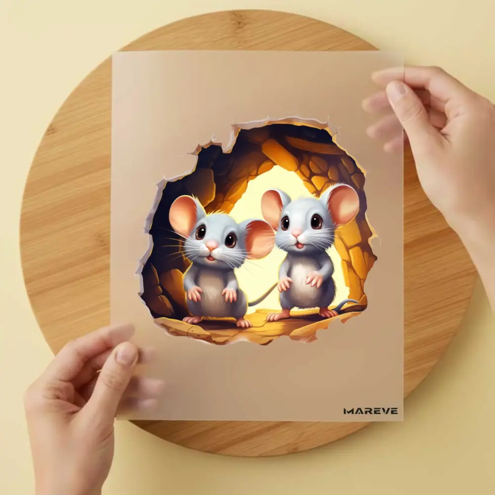 Bügelbild/Sticker - 2 Mäuse - Höhle