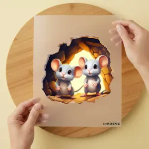 Bügelbild/Sticker - 2 Mäuse - Höhle