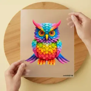 Bügelbild/Sticker - 3D Eule - Bunt