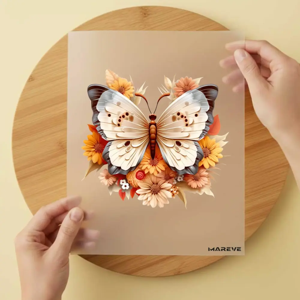 Bügelbild/Sticker - 3D - Schmetterling/Blumen
