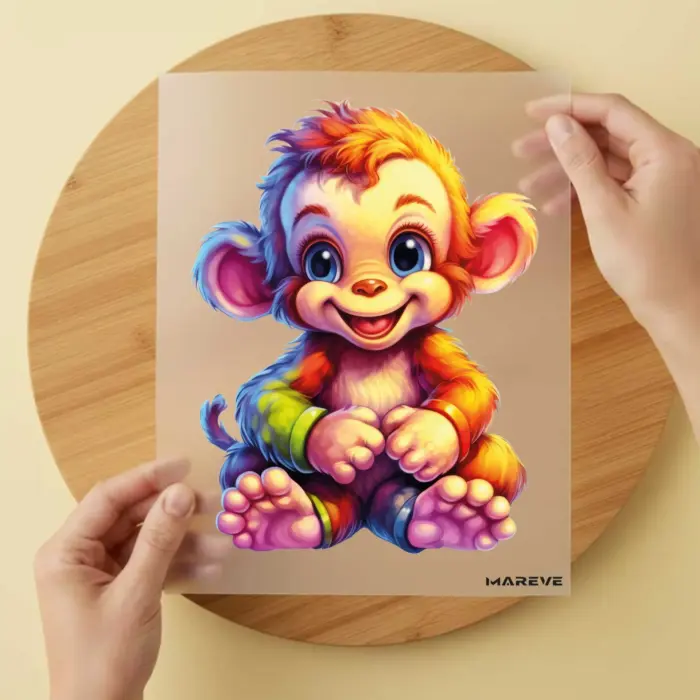 Bügelbild-Affe-RainbowPNGNEU