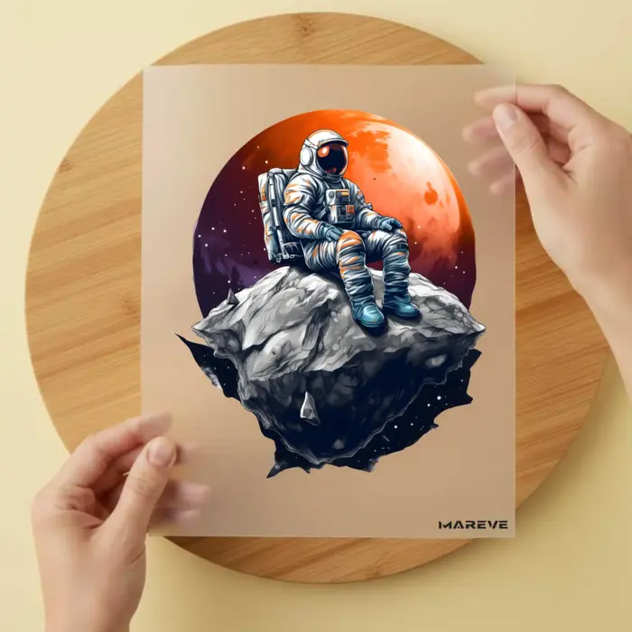 Bügelbild-Astronaut-Felsen