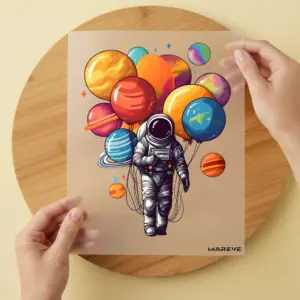 Bügelbild/Sticker - Astronaut - Planeten