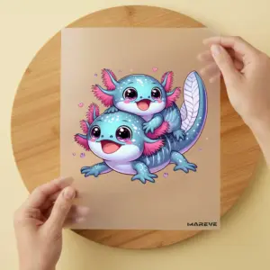 Bügelbild/Sticker -Axolotl Blau