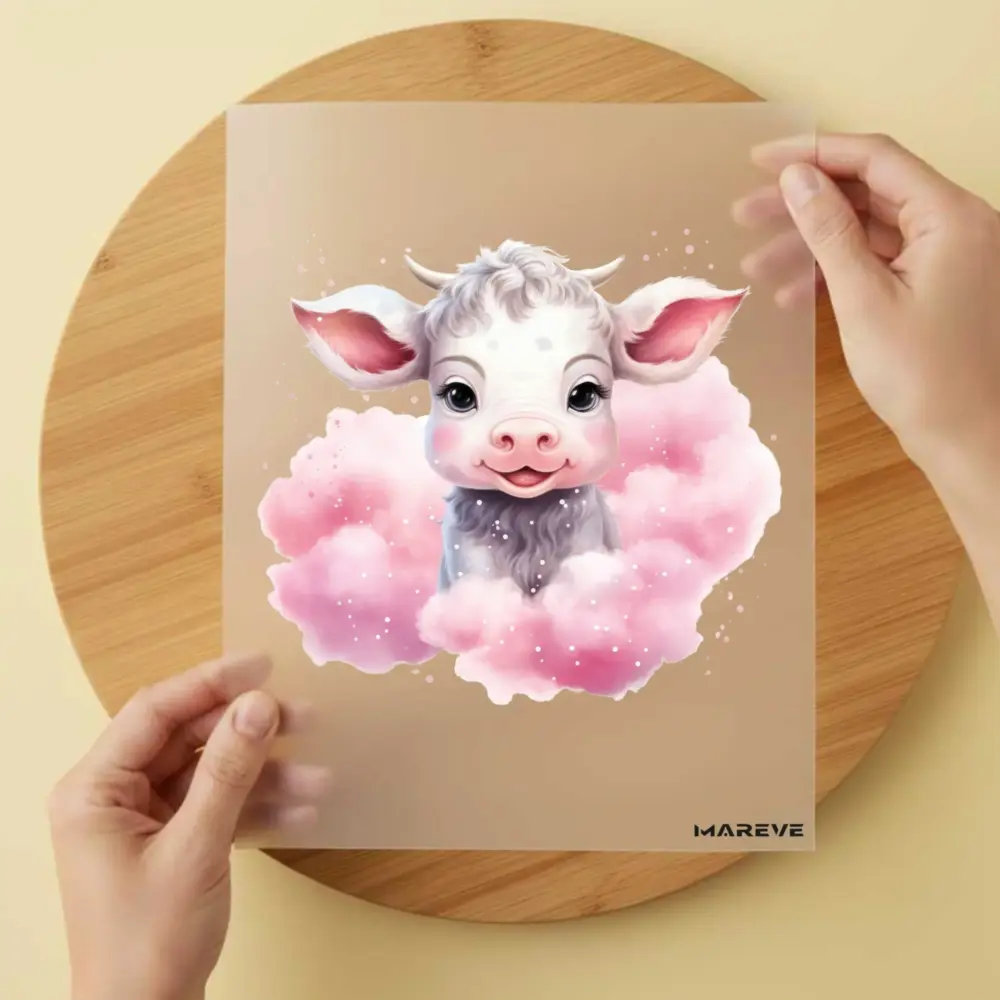 Bügelbild/Sticker - Babykuh - Rosa