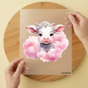 Bügelbild/Sticker - Babykuh - Rosa