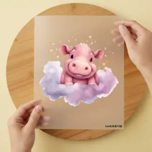 Bügelbild/Sticker - Babynilpferd - Rosa