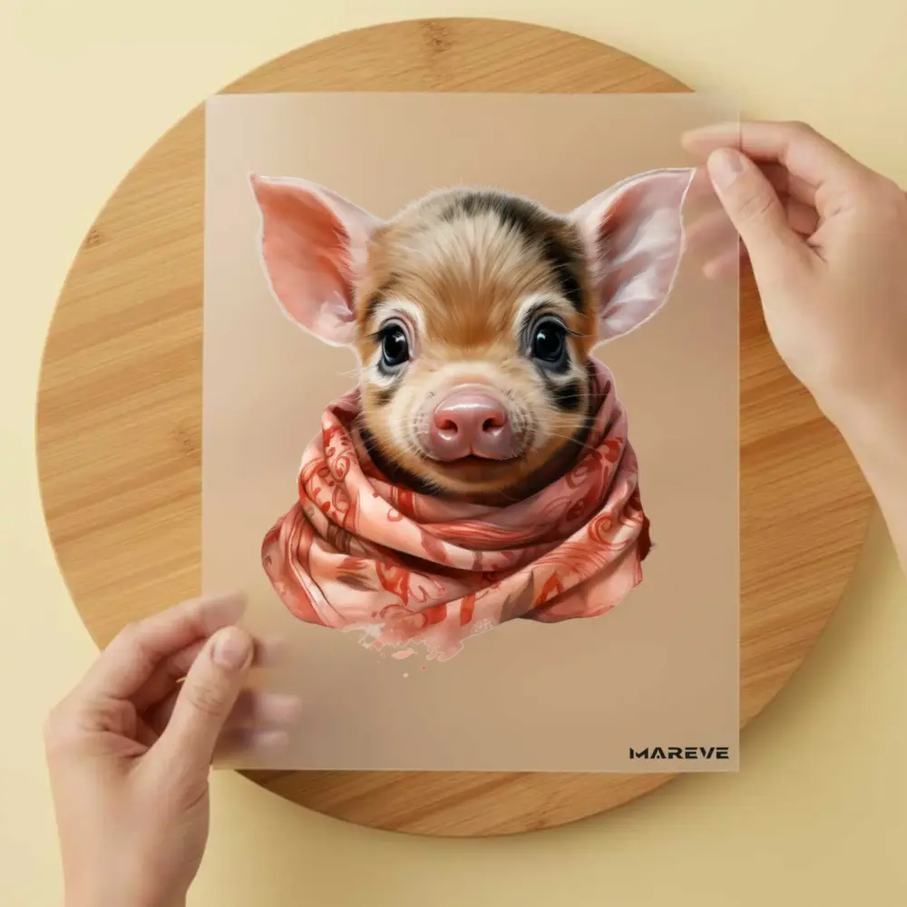 Bügelbild/Sticker - Babyschwein - Braun/Schwarz
