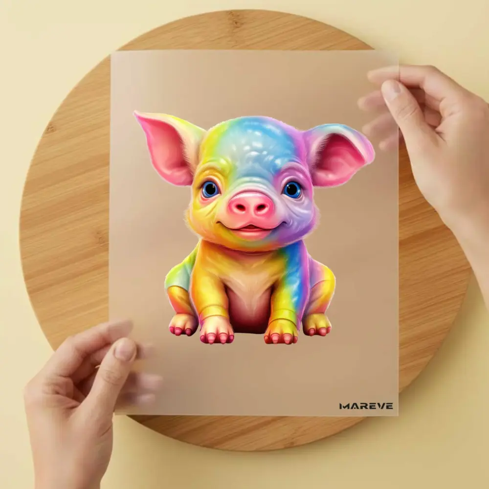 Bügelbild/Sticker - Babyschwein - Rainbow
