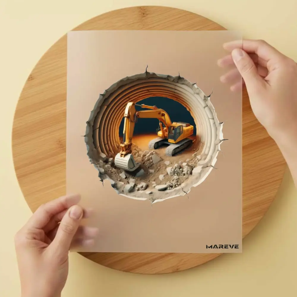 Bügelbild/Sticker -Bagger Höhle - Dunkel