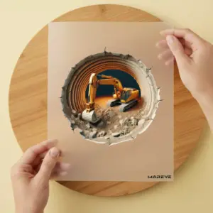 Bügelbild/Sticker -Bagger Höhle - Dunkel