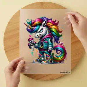 Bügelbild/Sticker -Böses Einhorn - Monsterbecher
