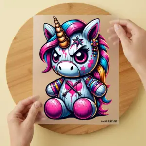 Bügelbild/Sticker -Böses Einhorn - Sitzend - Voodoo