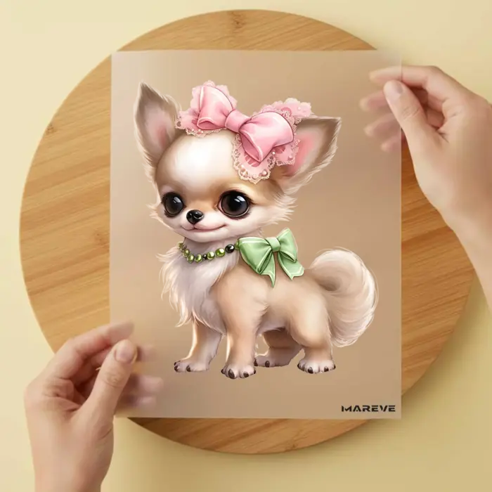 Bügelbild-Chihuahua-Baby-Mädchen