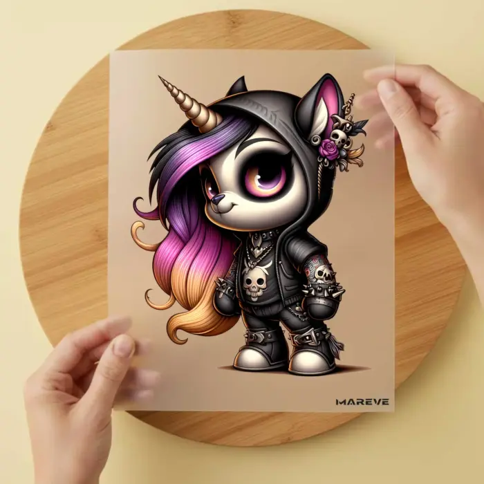 Bügelbild-Cooles-Einhorn-Punk-Mädchen Bügelbild-Cooles-Einhorn-Punk-Mädchen
