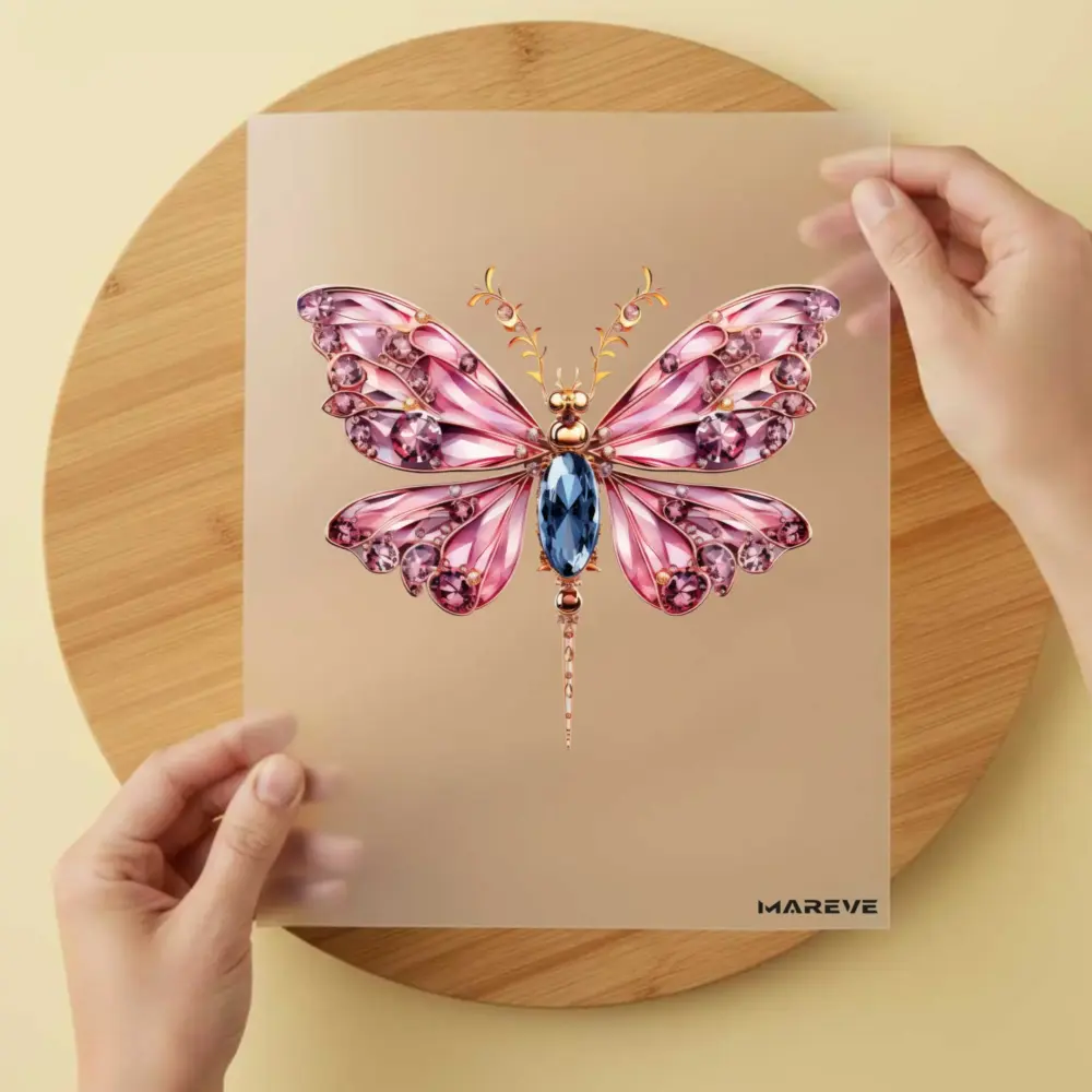 Bügelbild/Sticker - Diamant - Libelle - Rosa
