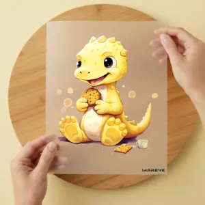 Bügelbild/Sticker - Dino - Gelb - Kekse