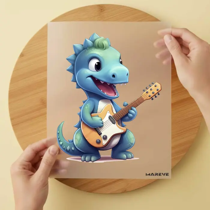 Bügelbild-Dino-Türkis-Gitarre Bügelbild-Dino-Türkis-Gitarre