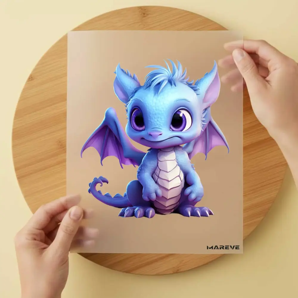 Bügelbild/Sticker - Drache - Blau/Lila