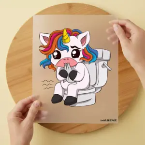 Bügelbild/Sticker - Einhorn - Toilette