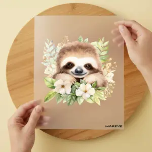 Bügelbild/Sticker -Faultier Flower