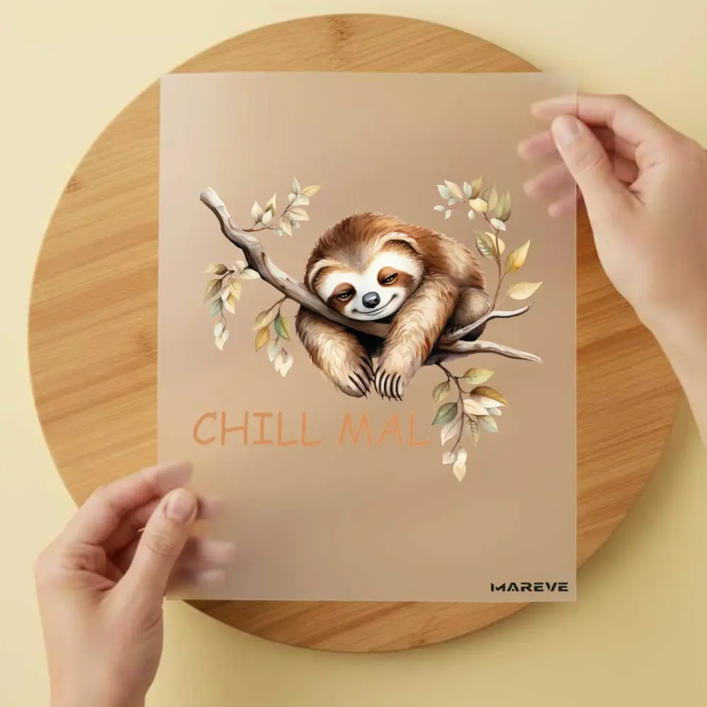 Bügelbild/Sticker - Faultier Hängend - Chill Mal