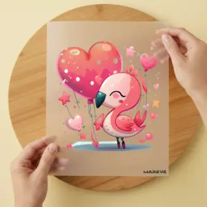 Bügelbild/Sticker - Flamingo/Herzen