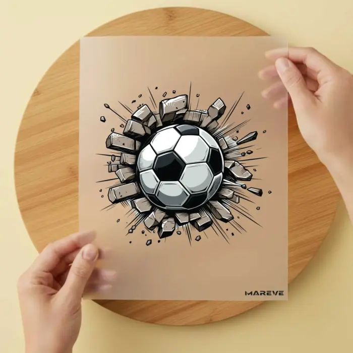 Bügelbild-Fussball-Mauer