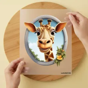 Bügelbild/Sticker - Giraffe - Ovaler Rahmen