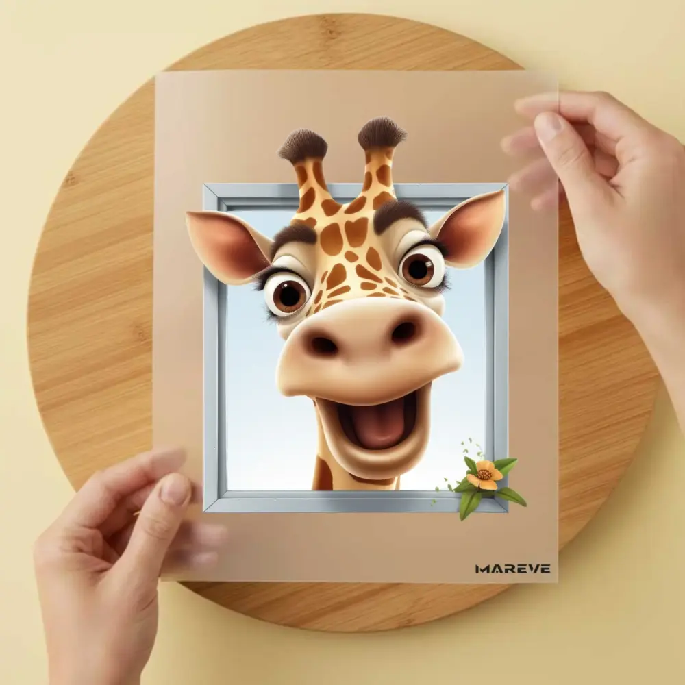 Bügelbild/Sticker - Giraffe - Viereckiger Rahmen