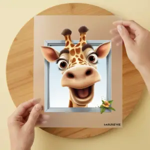Bügelbild/Sticker - Giraffe - Viereckiger Rahmen