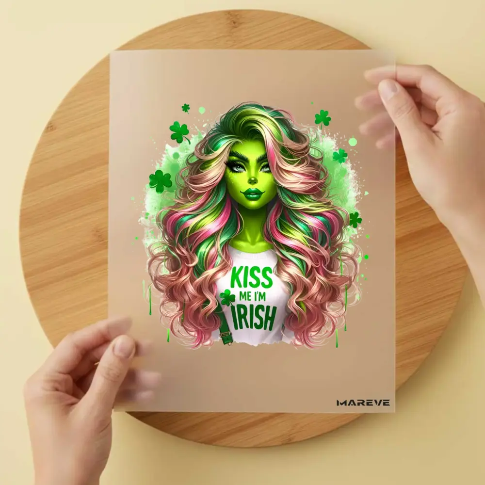 Bügelbild/Sticker - grüne Frau - Kiss me