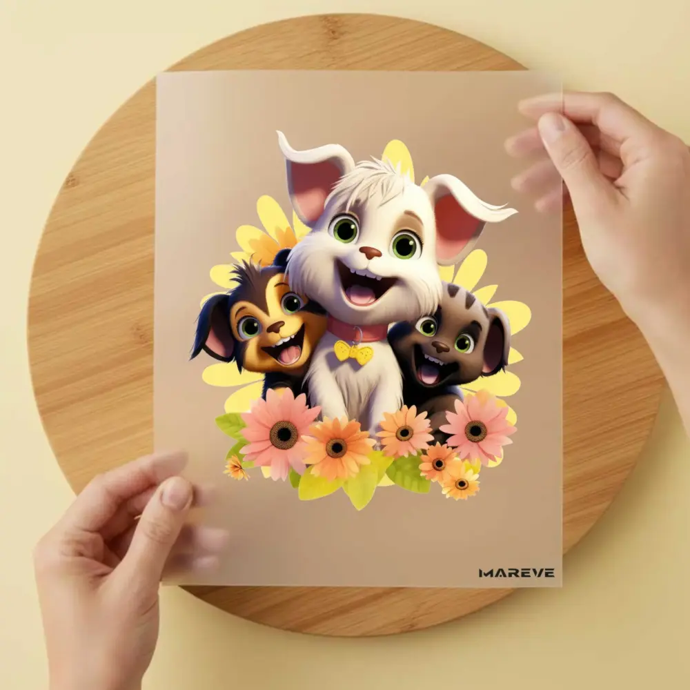 Bügelbild/Sticker - Hund - 3er - Beige