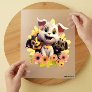 Bügelbild/Sticker - Hund - 3er - Beige