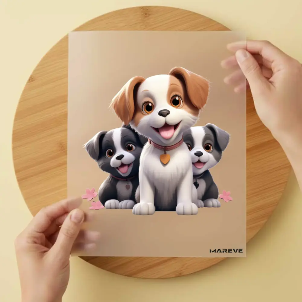 Bügelbild/Sticker - Hund - 3er - Braun/Weiß