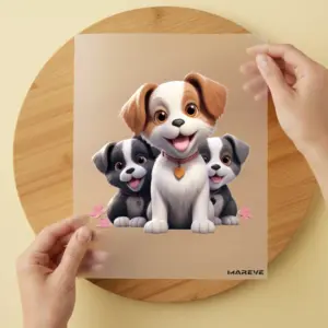 Bügelbild/Sticker - Hund - 3er - Braun/Weiß