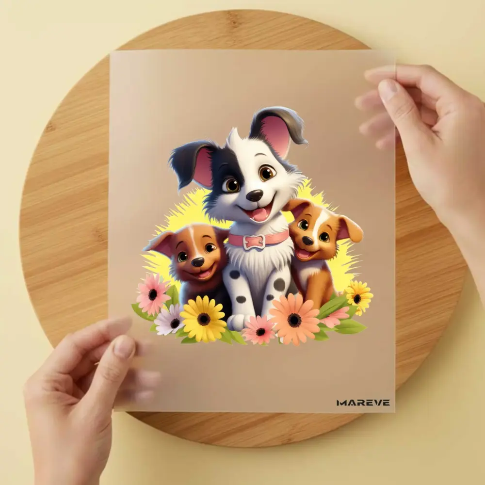 Bügelbild/Sticker - Hund - 3er - Schwarz/Weiß