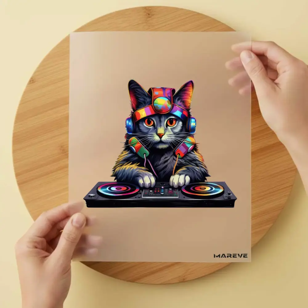 Bügelbild/Sticker - Katze - DJ