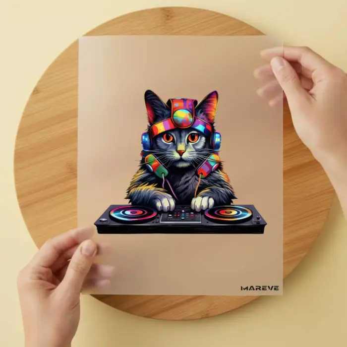 Bügelbild-Katze-DJ