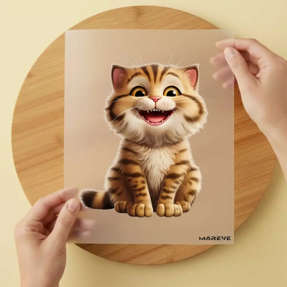 Bügelbild/Sticker - Katze - Lachend - Braun