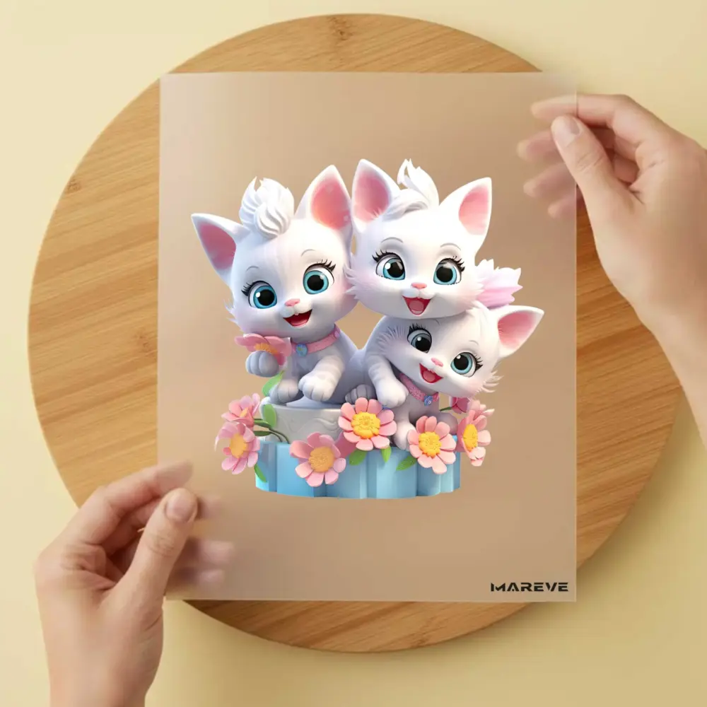 Bügelbild/Sticker - Katzenbabys - Weiß