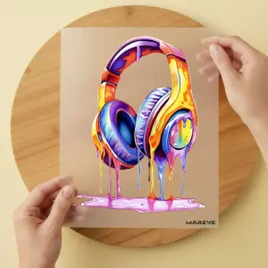 Bügelbild/Sticker - Watercolour - Kopfhörer - Melting