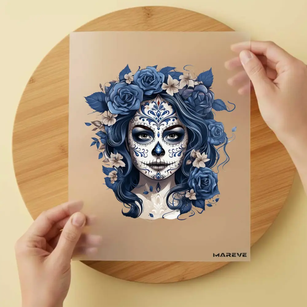Bügelbild/Sticker - Watercolour - La Catrina - Blau