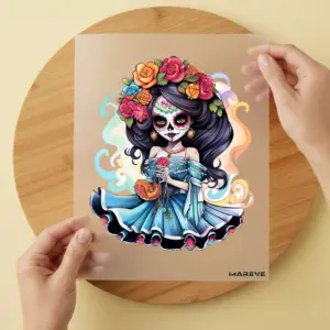 Bügelbild/Sticker - La Catrina - Blaues Kleid