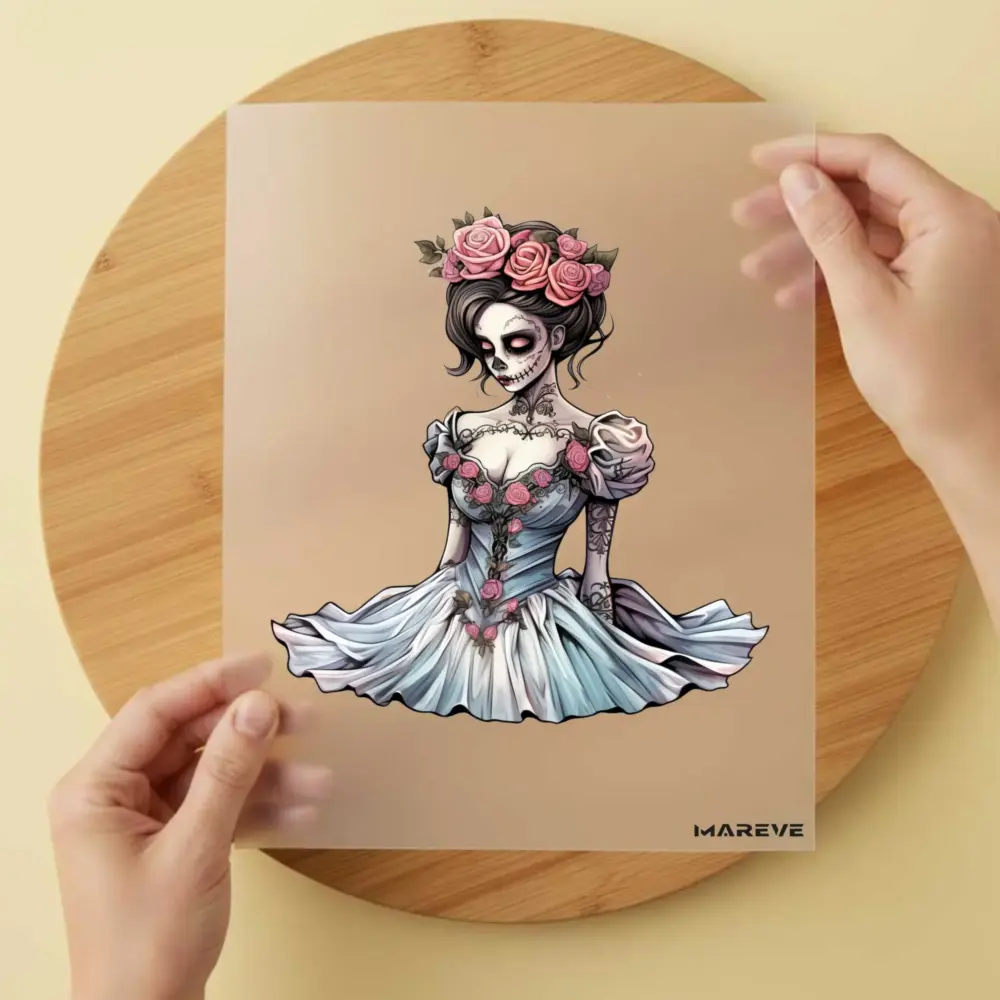 Bügelbild/Sticker - La Catrina - Rosen