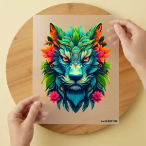 Bügelbild/Sticker - Löwenkopf - Blätter